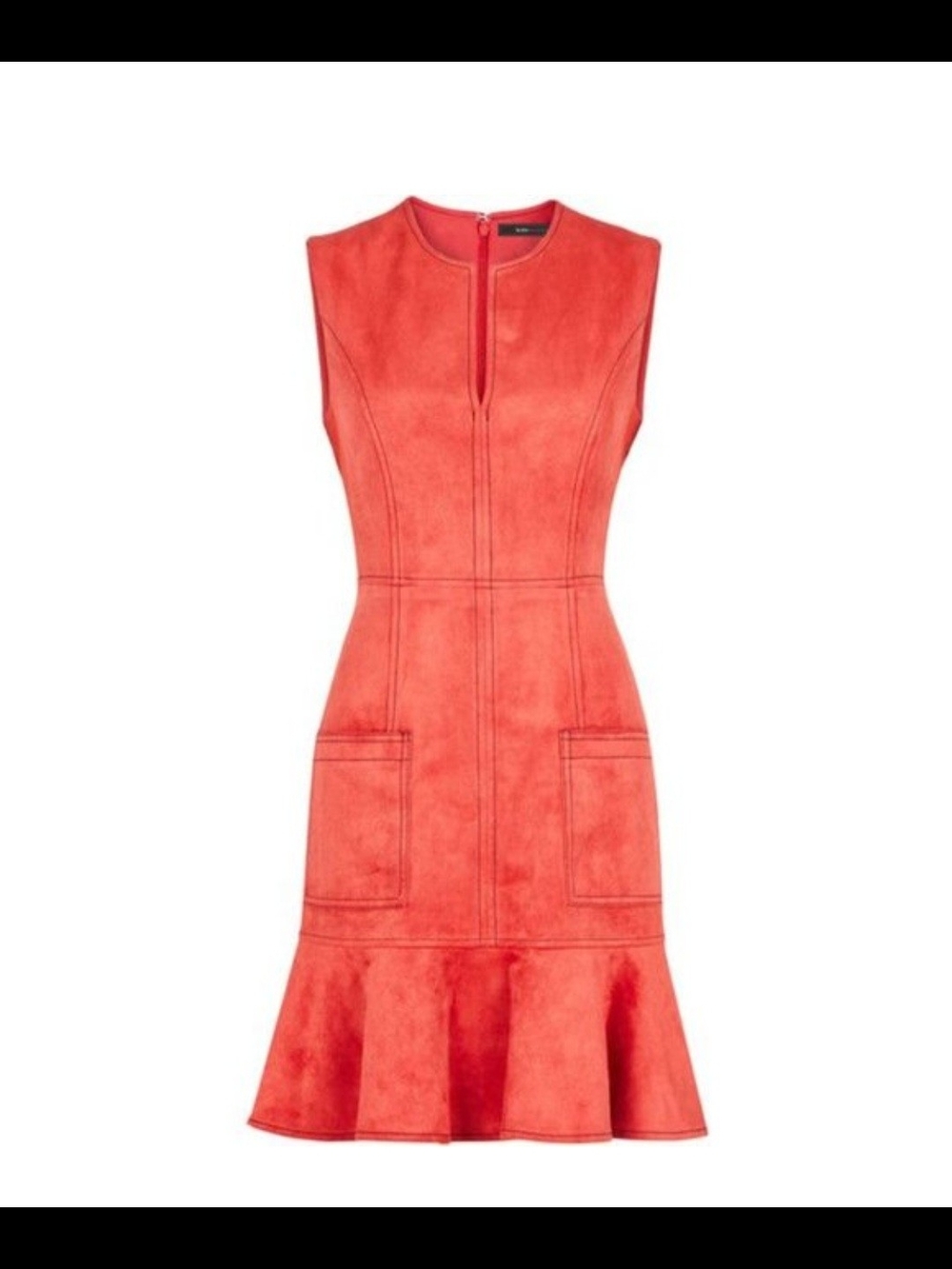 BCBG Sleeveless Coral Faux Suede Fit & Flare Dress Size 4